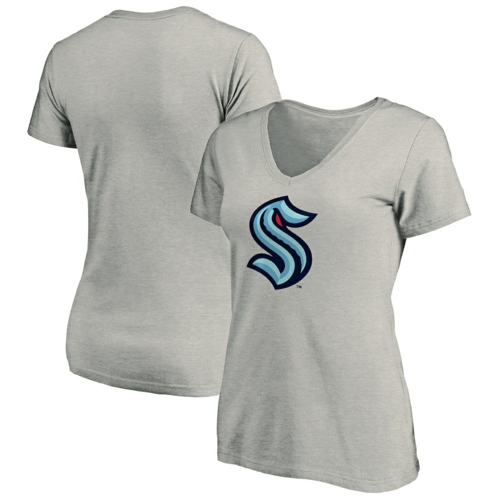 Seattle Kraken Women's Primary Logo V-Neck T-Shirt - Gray | US 200131667