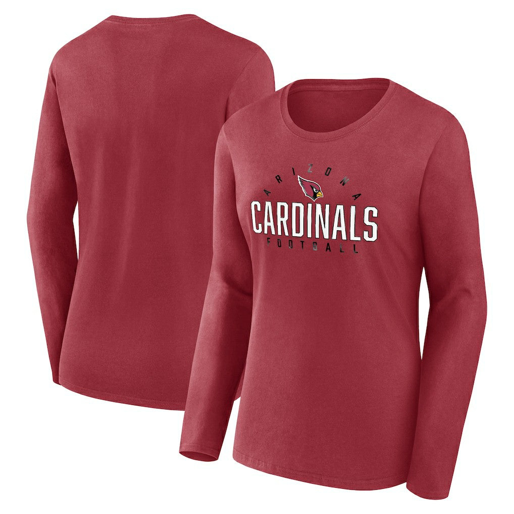 Arizona Cardinals Women's Plus Size Foiled Play Long Sleeve T-Shirt - Cardinal T-shirts