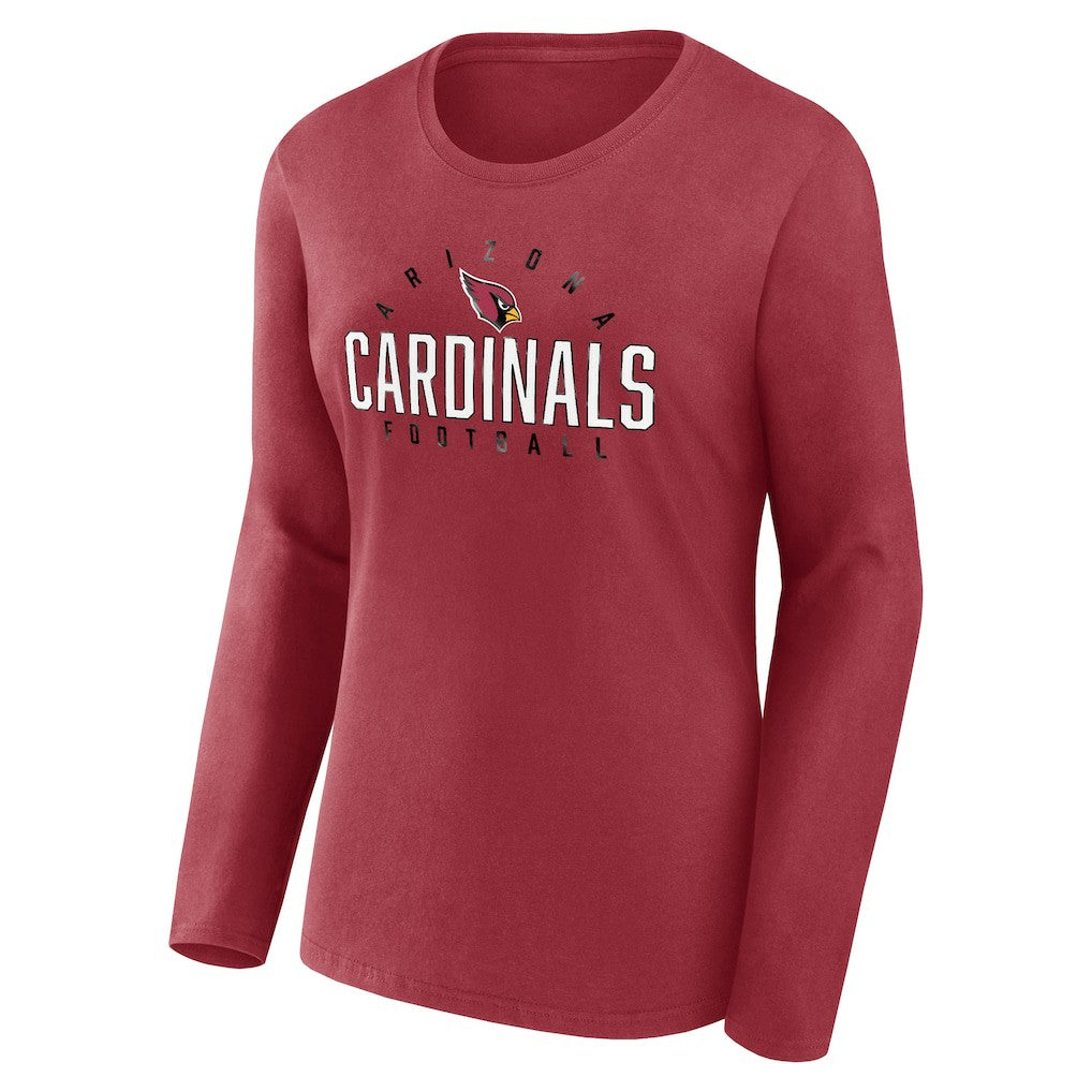 Arizona Cardinals Women's Plus Size Foiled Play Long Sleeve T-Shirt - Cardinal T-shirts