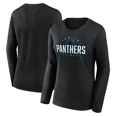 Carolina Panthers Women's Plus Size Foiled Play Long Sleeve T-Shirt - Black T-shirts