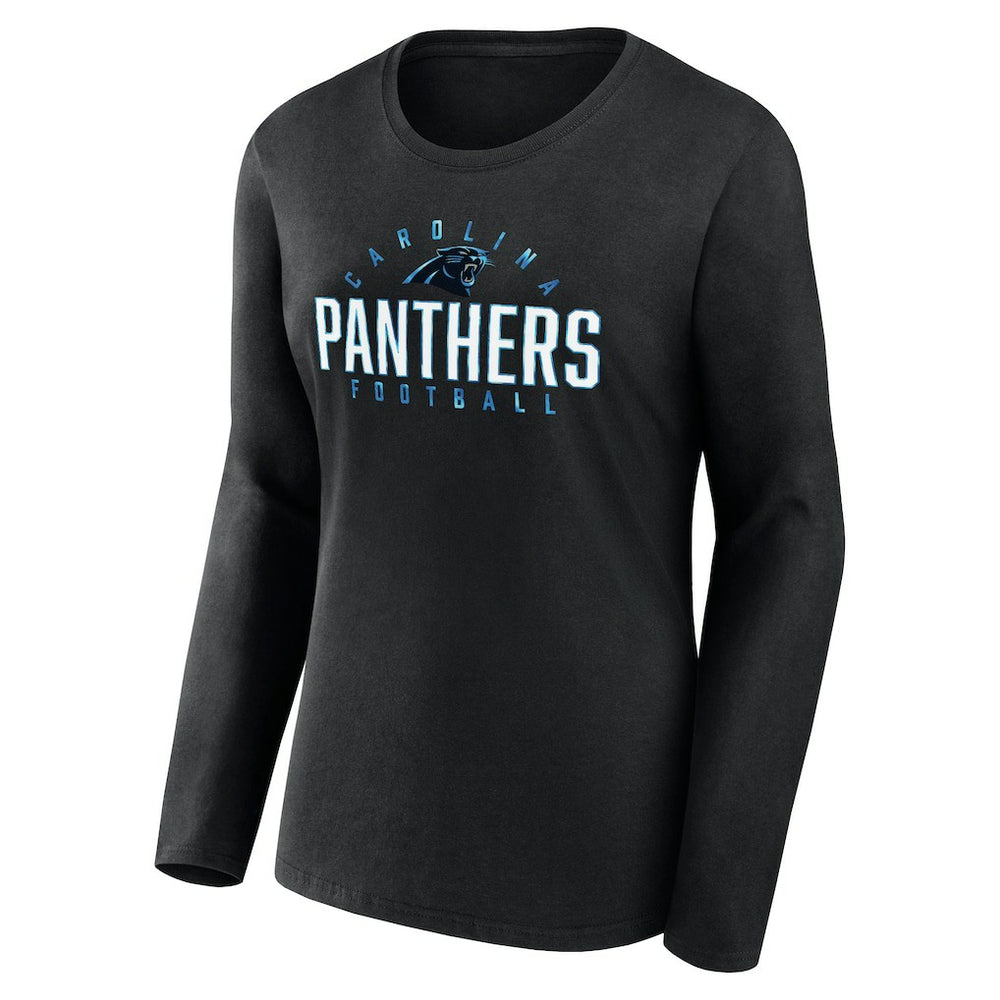 Carolina Panthers Women's Plus Size Foiled Play Long Sleeve T-Shirt - Black T-shirts