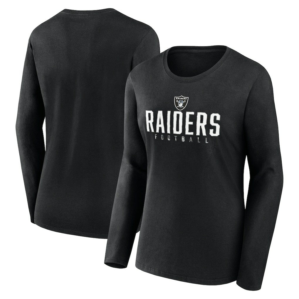 Las Vegas Raiders Women's Plus Size Foiled Play Long Sleeve T-Shirt - Black T-shirts