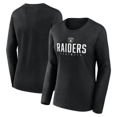Las Vegas Raiders Women's Plus Size Foiled Play Long Sleeve T-Shirt - Black T-shirts