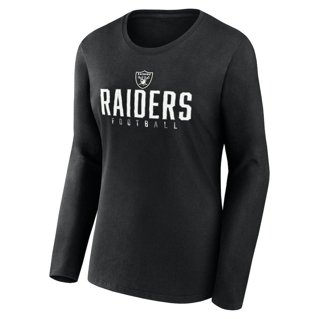 Las Vegas Raiders Women's Plus Size Foiled Play Long Sleeve T-Shirt - Black T-shirts