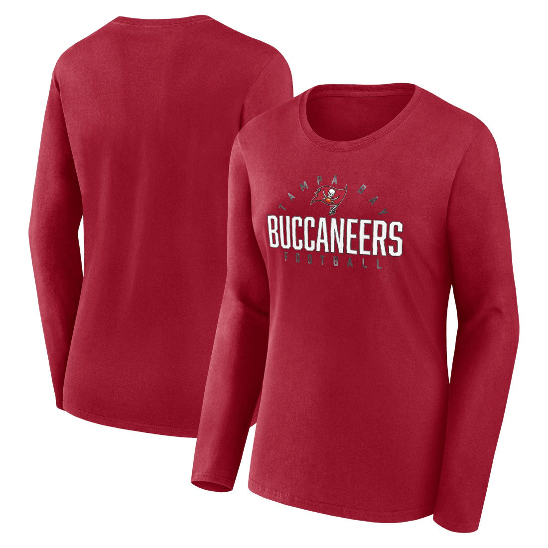 Tampa Bay Buccaneers Women's Plus Size Foiled Play Long Sleeve T-Shirt - Red T-shirts