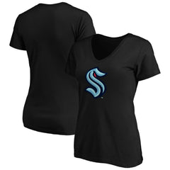 Seattle Kraken Women's Primary Logo V-Neck T-Shirt - Black | US 200131915
