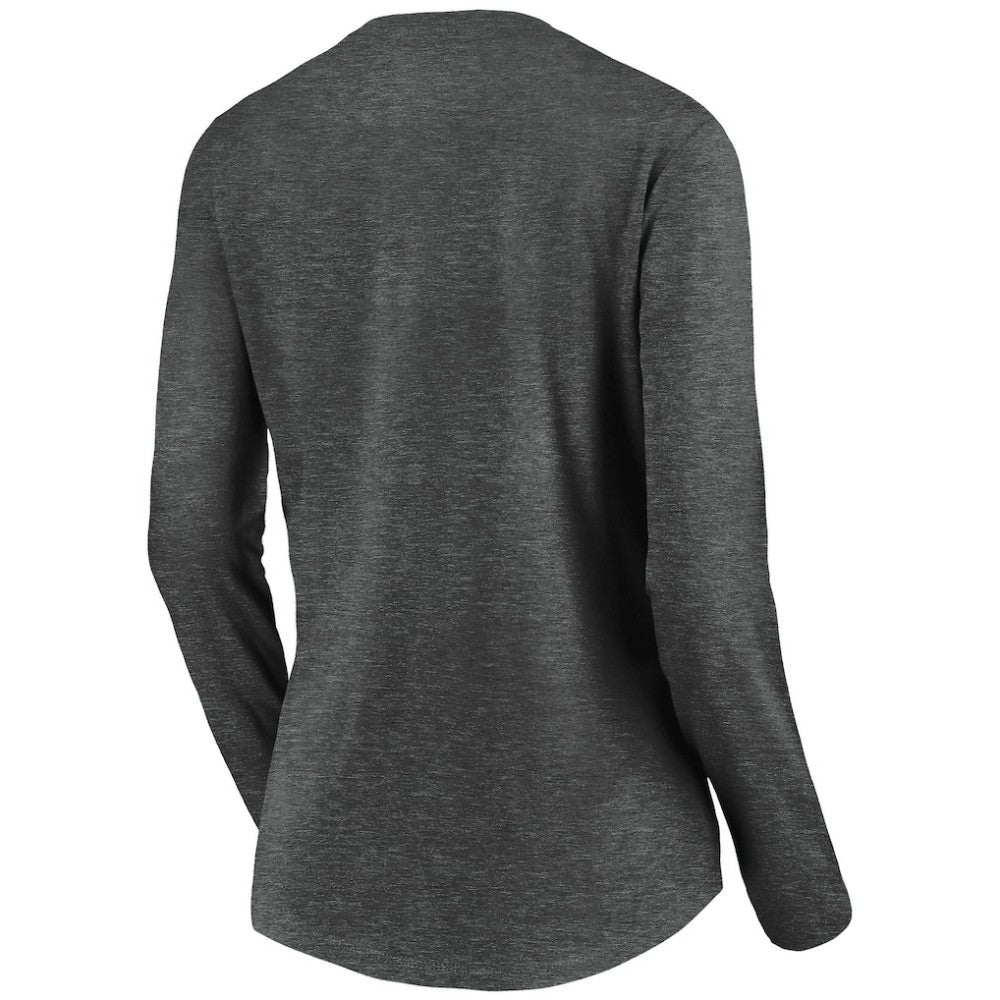 Vegas Golden Knights Women's Primary Logo V-Neck Long Sleeve T-Shirt - Charcoal | US 200131919
