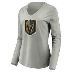Vegas Golden Knights Women's Primary Logo V-Neck Long Sleeve T-Shirt - Gray | US 200131921