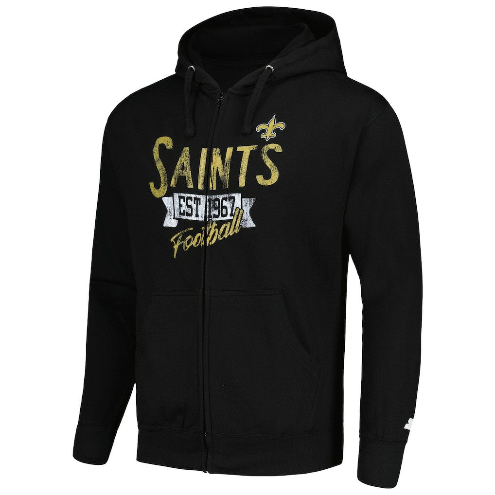 New Orleans Saints Starter Domestic Post Season Full-Zip Hoodie - Black Hoodies