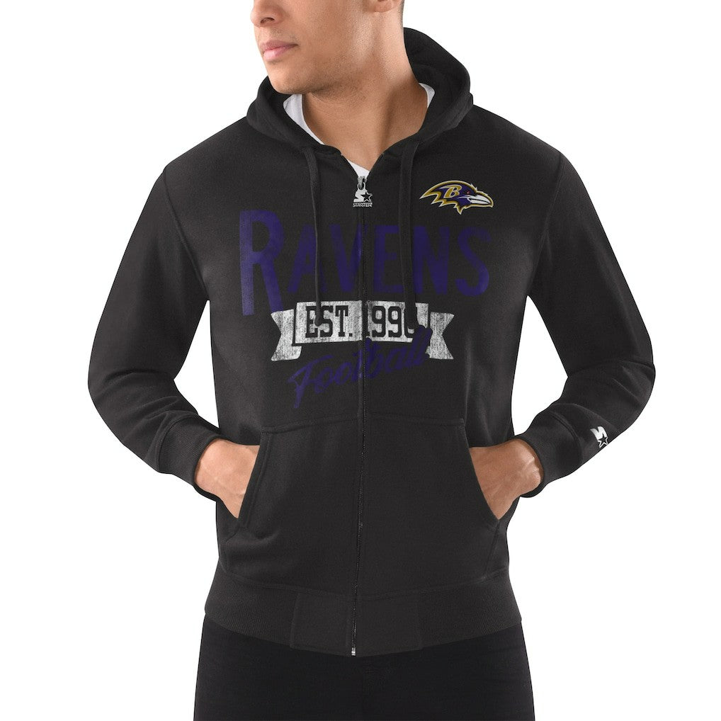 Baltimore Ravens Starter Domestic Post Season Full-Zip Hoodie - Black Hoodies
