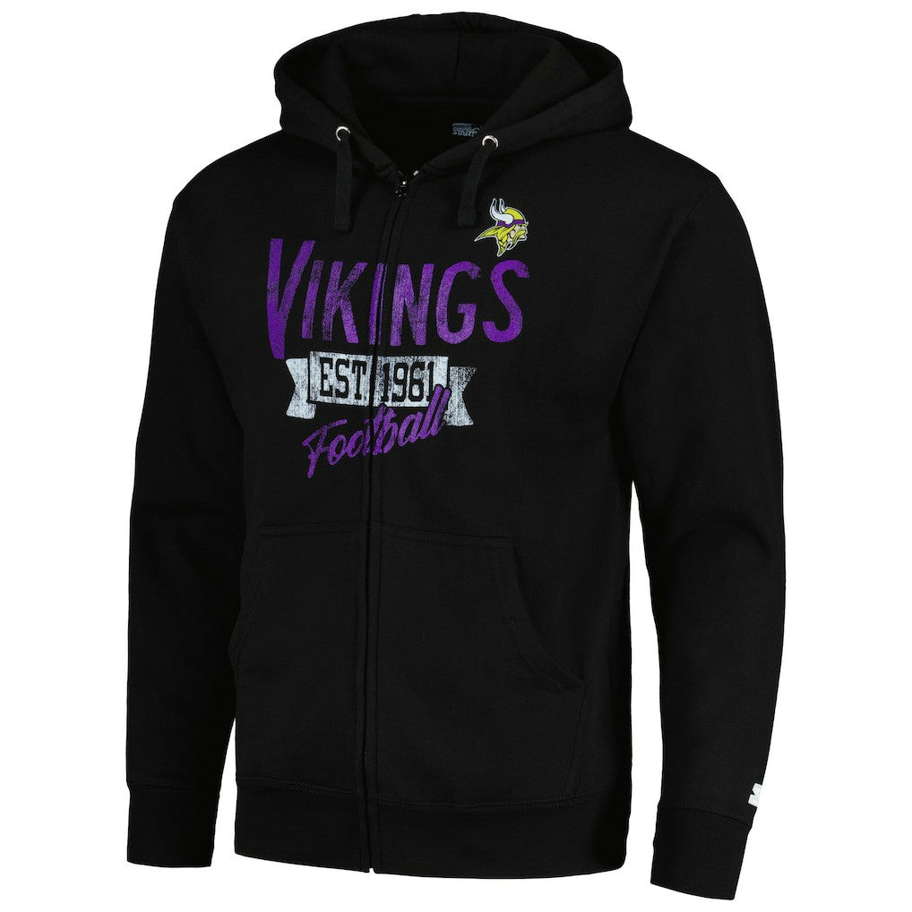 Minnesota Vikings Starter Domestic Post Season Full-Zip Hoodie - Black Hoodies
