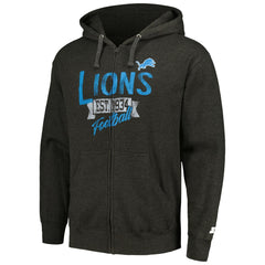 Detroit Lions Starter Domestic Post Season Full-Zip Hoodie - Charcoal Hoodies