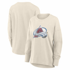 Colorado Avalanche Fanatics Women's Distressed Logo Long Sleeve T-Shirt - Cream | US 2001323623