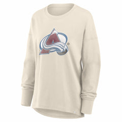 Colorado Avalanche Fanatics Women's Distressed Logo Long Sleeve T-Shirt - Cream | US 2001323623