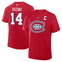 Nick Suzuki Montreal Canadiens Fanatics Authentic Stack Name & Number T-Shirt - Red | US 2001342075