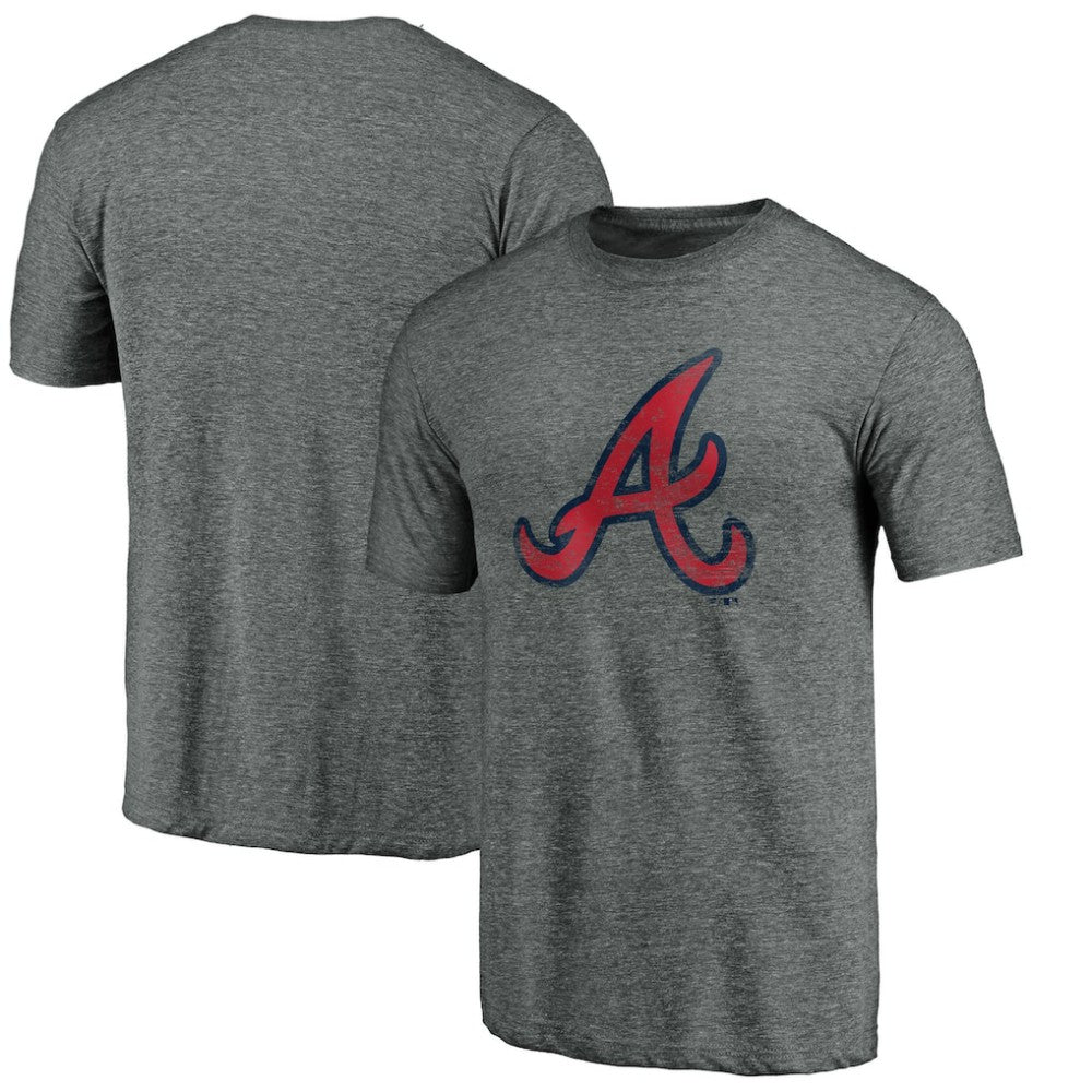 Atlanta Braves Official Logo Tri-Blend T-Shirt - Heather Gray T-shirts