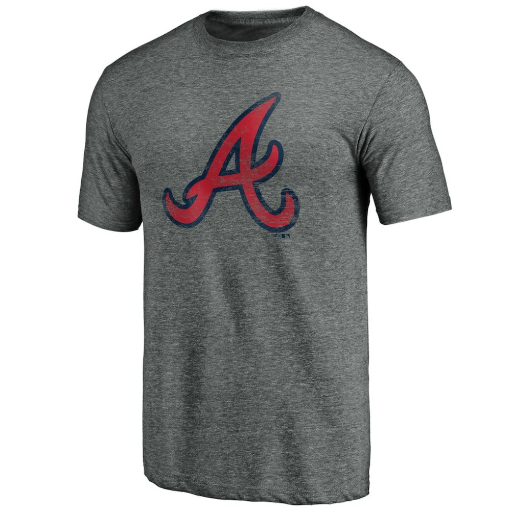 Atlanta Braves Official Logo Tri-Blend T-Shirt - Heather Gray T-shirts