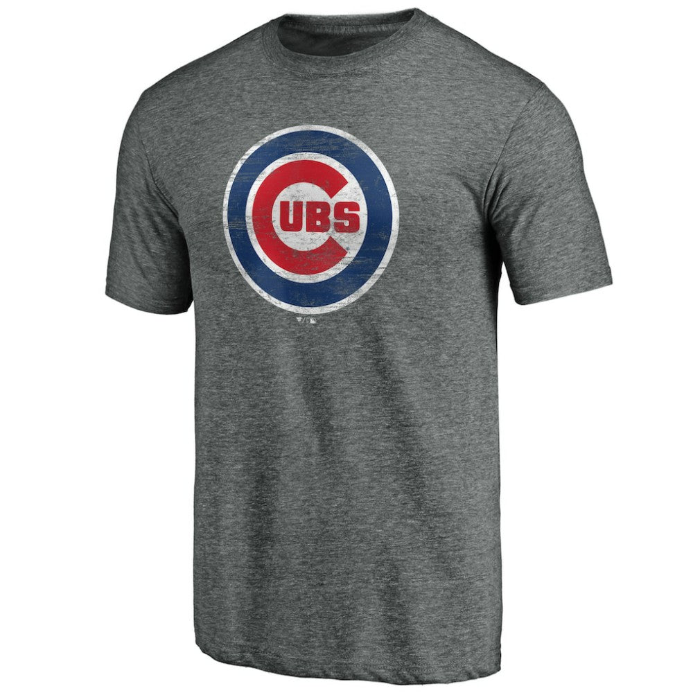 Chicago Cubs Official Logo Tri-Blend T-Shirt - Heather Gray T-shirts