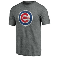 Chicago Cubs Official Logo Tri-Blend T-Shirt - Heather Gray T-shirts