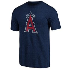 Los Angeles Angels Official Logo Tri-Blend T-Shirt - Heather Navy T-shirts