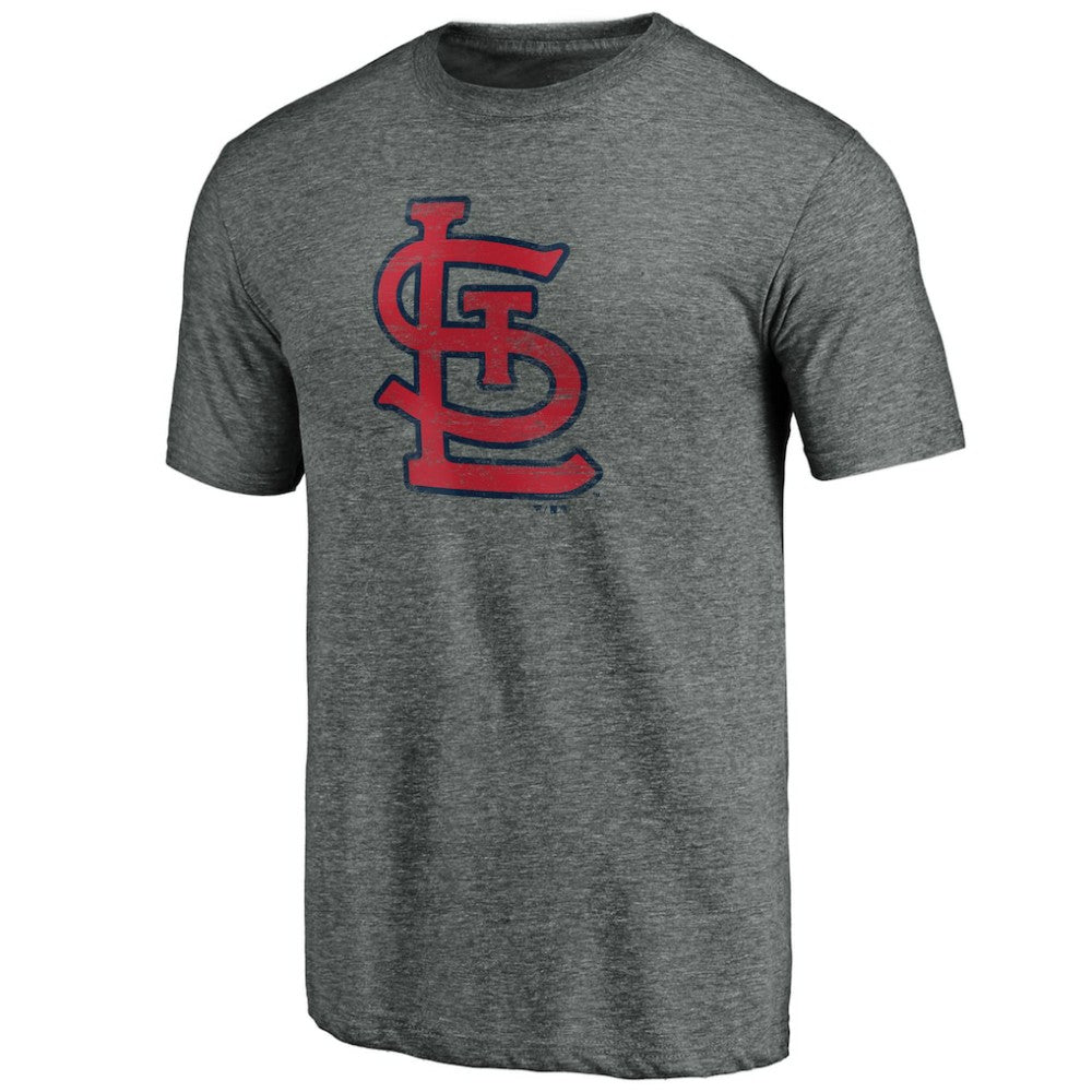 St. Louis Cardinals Official Logo Tri-Blend T-Shirt - Heather Gray T-shirts