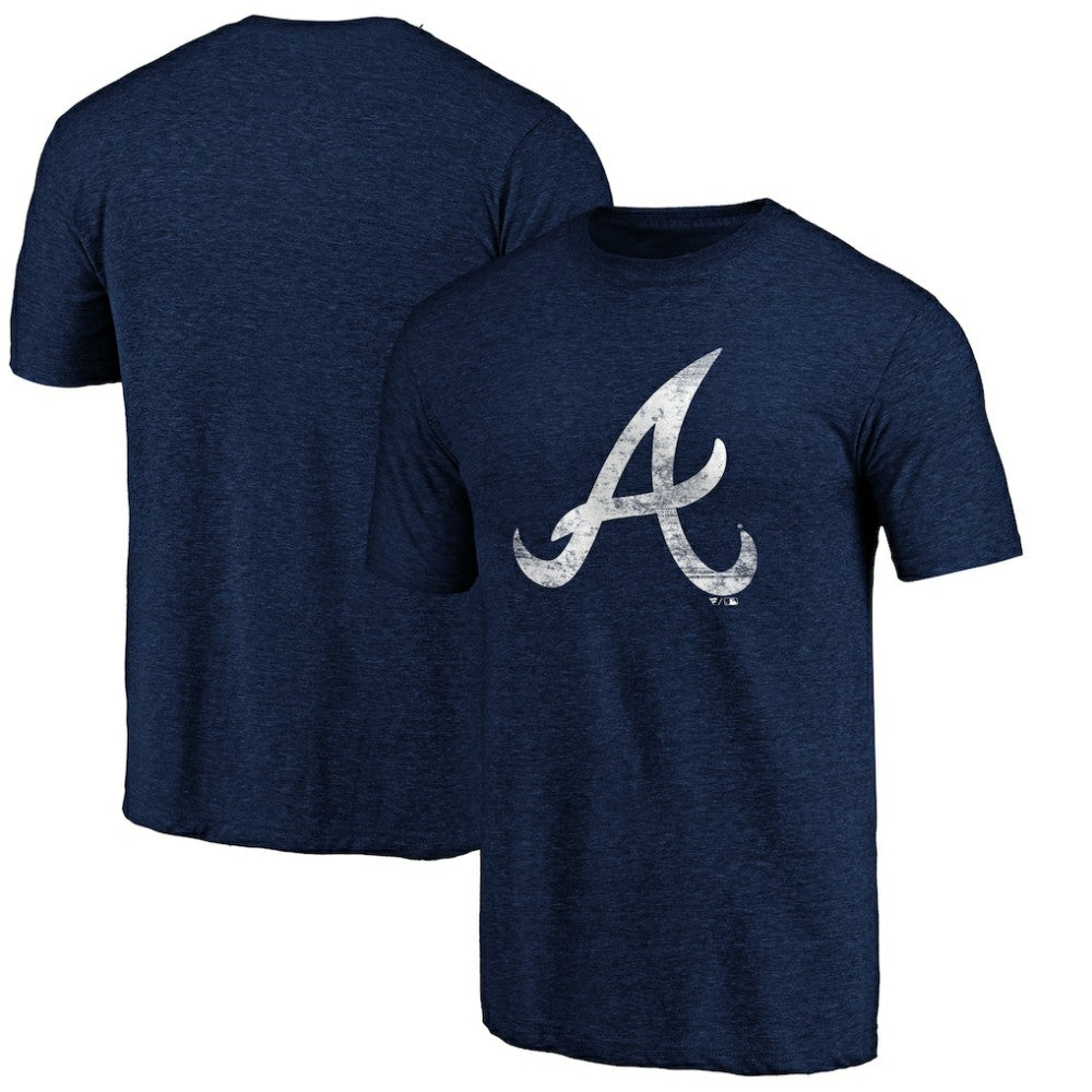 Atlanta Braves Official Logo Tri-Blend T-Shirt - Heather Navy T-shirts