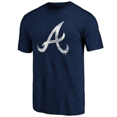 Atlanta Braves Official Logo Tri-Blend T-Shirt - Heather Navy T-shirts