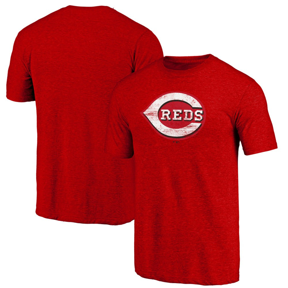 Cincinnati Reds Official Logo Tri-Blend T-Shirt - Heather Red T-shirts