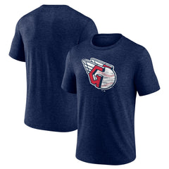 Cleveland Guardians Official Logo Tri-Blend T-Shirt - Heather Navy T-shirts