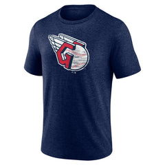 Cleveland Guardians Official Logo Tri-Blend T-Shirt - Heather Navy T-shirts