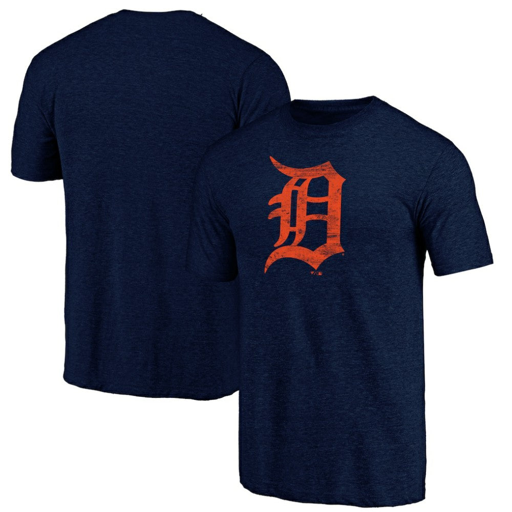 Detroit Tigers Official Logo Tri-Blend T-Shirt - Heather Navy T-shirts