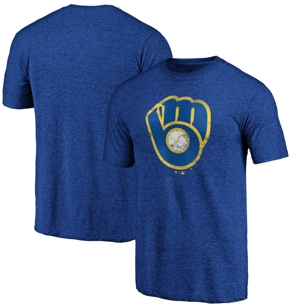 Milwaukee Brewers Official Logo Tri-Blend T-Shirt - Heather Royal T-shirts