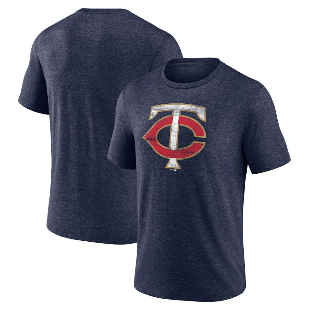 Minnesota Twins Official Logo Tri-Blend T-Shirt - Heather Navy T-shirts