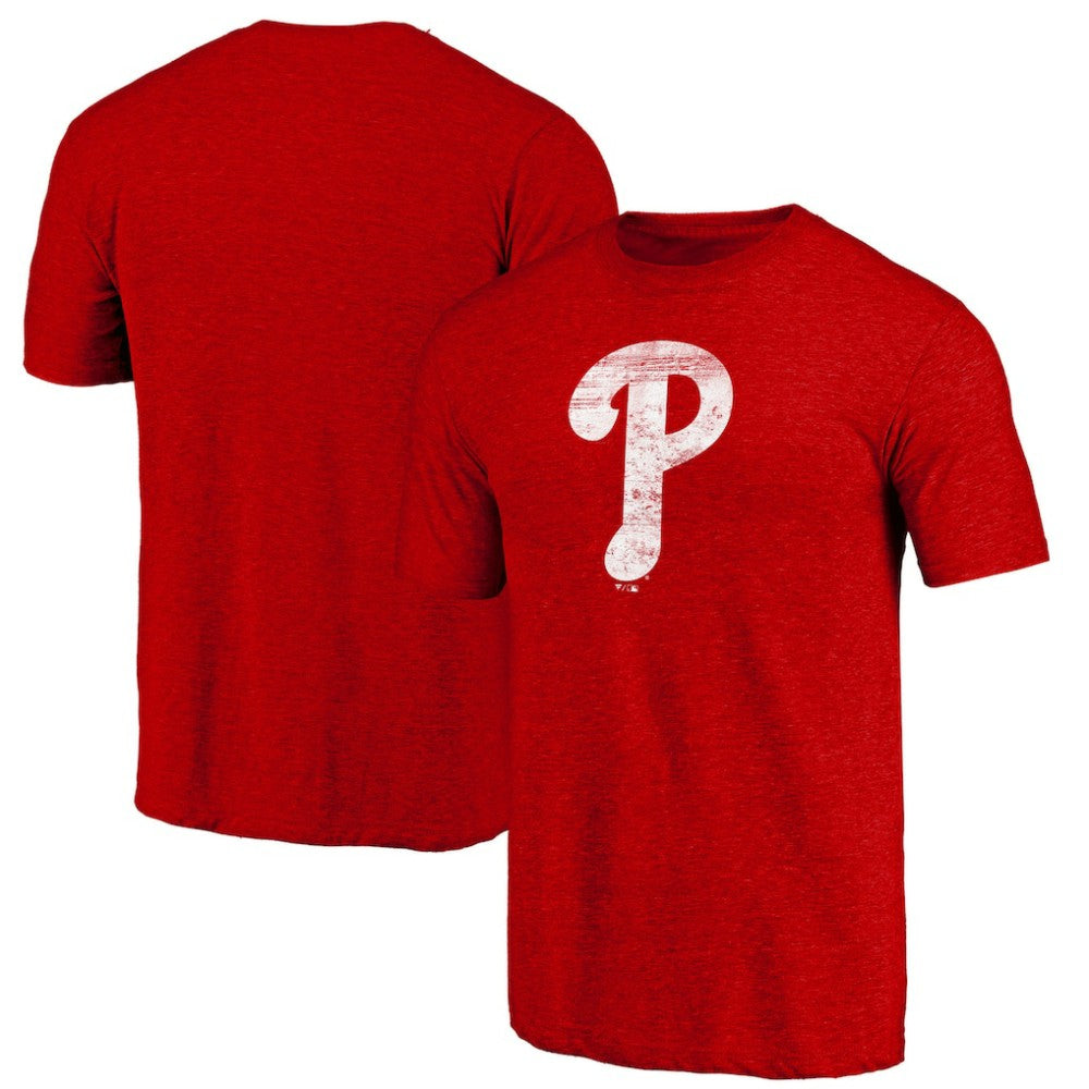 Philadelphia Phillies Official Logo Tri-Blend T-Shirt - Heather Red T-shirts