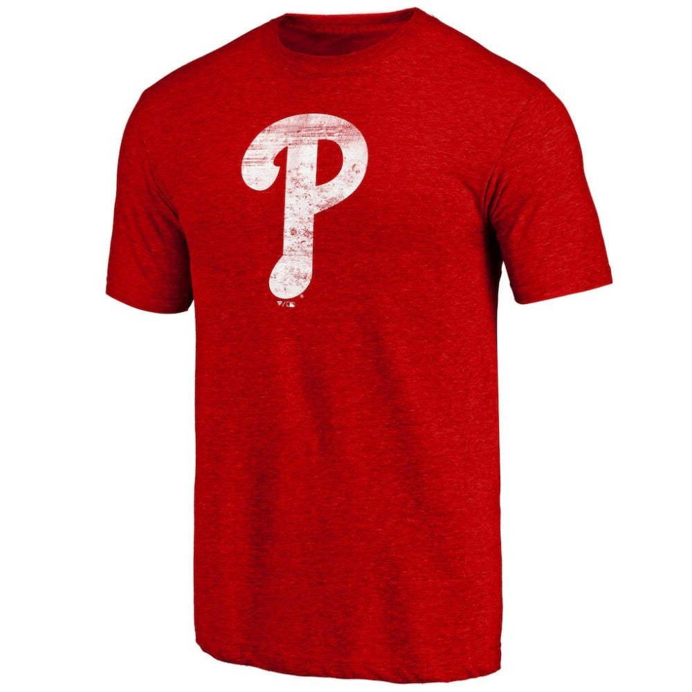 Philadelphia Phillies Official Logo Tri-Blend T-Shirt - Heather Red T-shirts