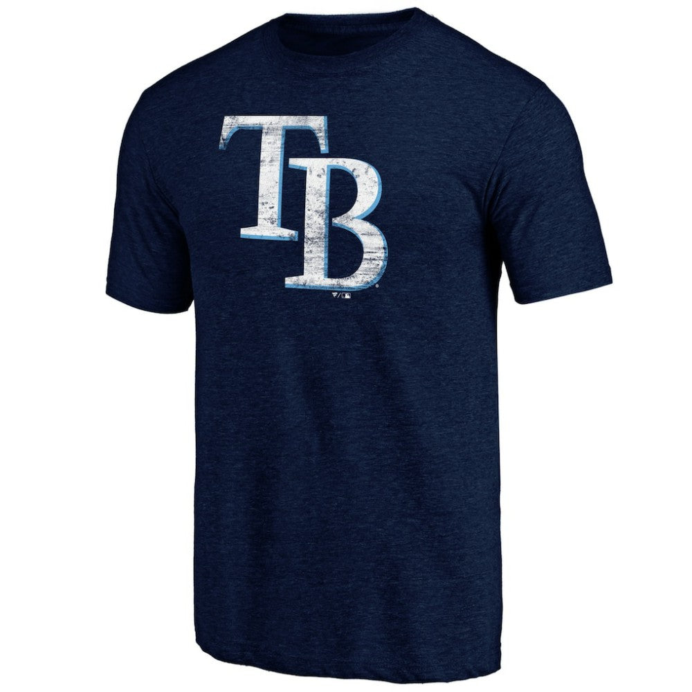 Tampa Bay Rays Official Logo Tri-Blend T-Shirt - Heather Navy T-shirts