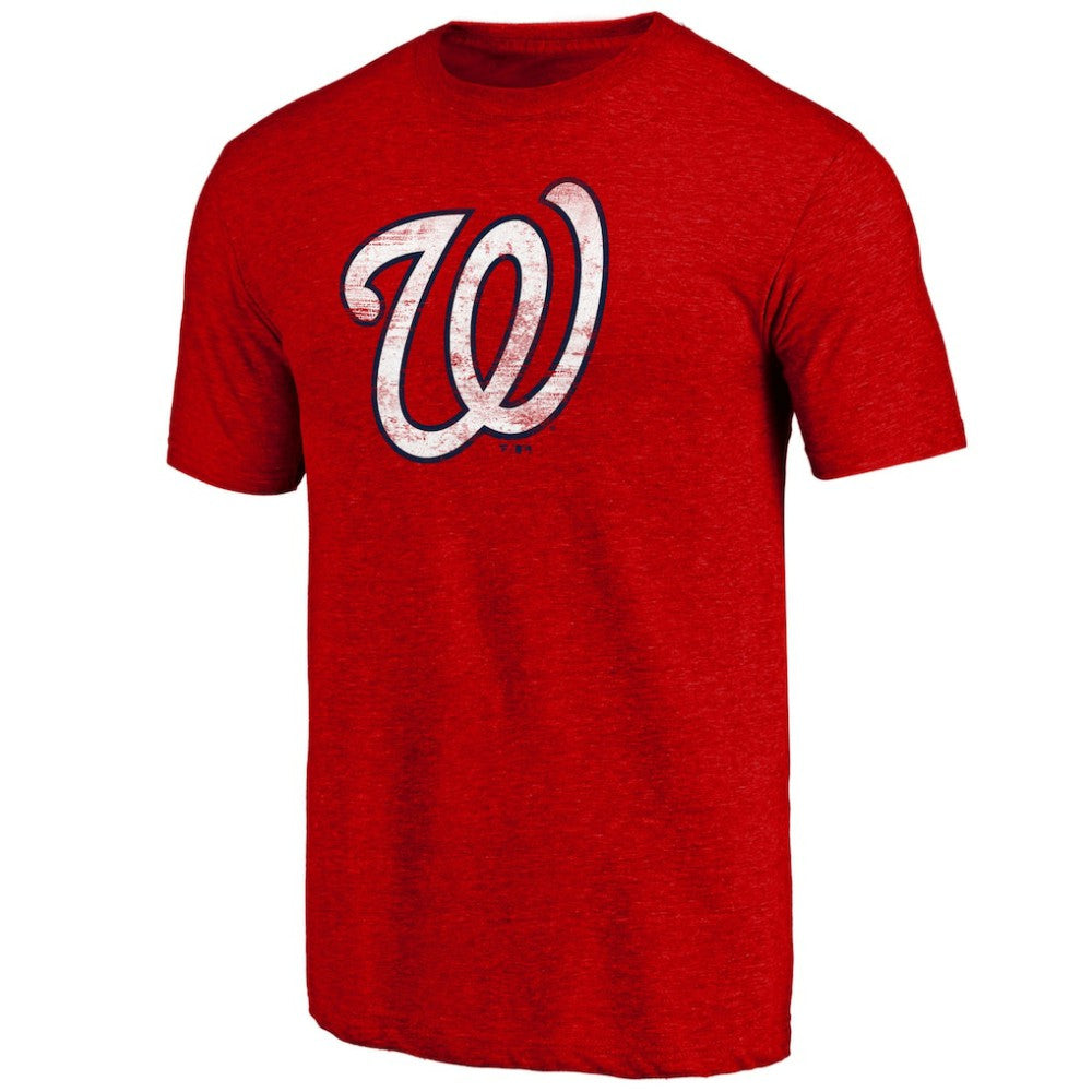 Washington Nationals Official Logo Tri-Blend T-Shirt - Heather Red T-shirts