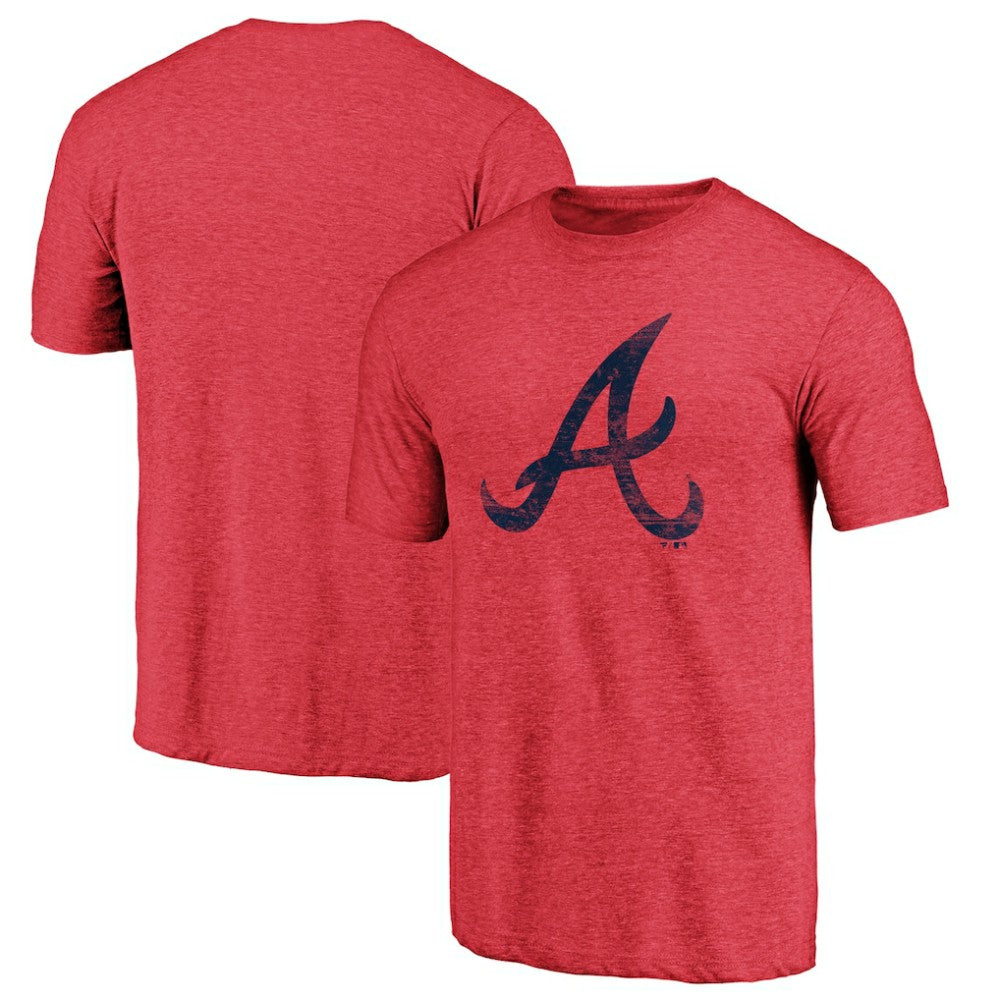 Atlanta Braves Official Logo Tri-Blend T-Shirt - Heather Red T-shirts