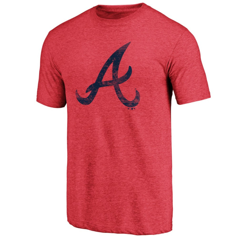 Atlanta Braves Official Logo Tri-Blend T-Shirt - Heather Red T-shirts