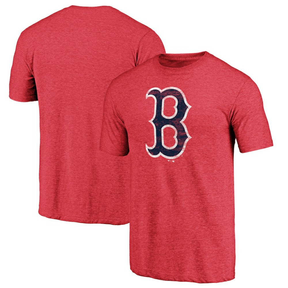 Boston Red Sox Official Logo Tri-Blend T-Shirt - Heather Red T-shirts