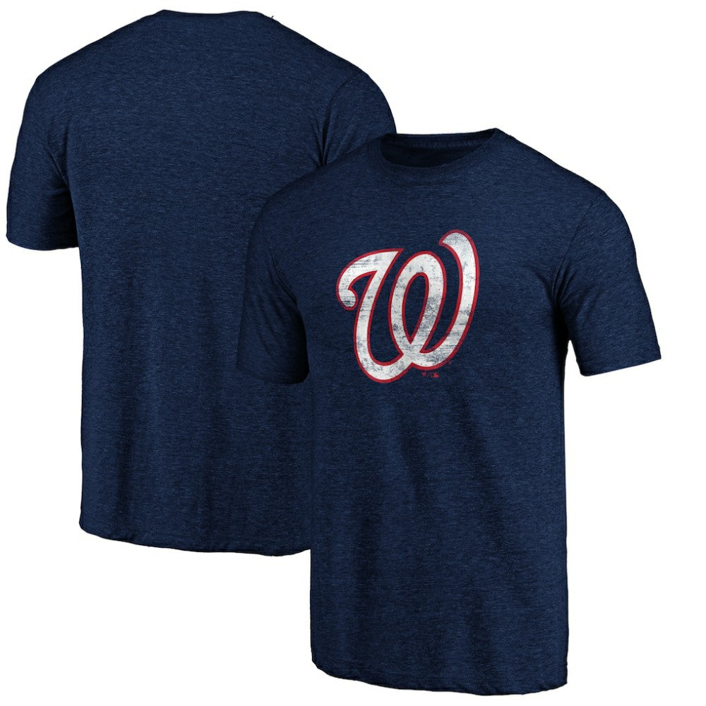 Washington Nationals Official Logo Tri-Blend T-Shirt - Heather Navy T-shirts