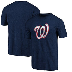 Washington Nationals Official Logo Tri-Blend T-Shirt - Heather Navy T-shirts