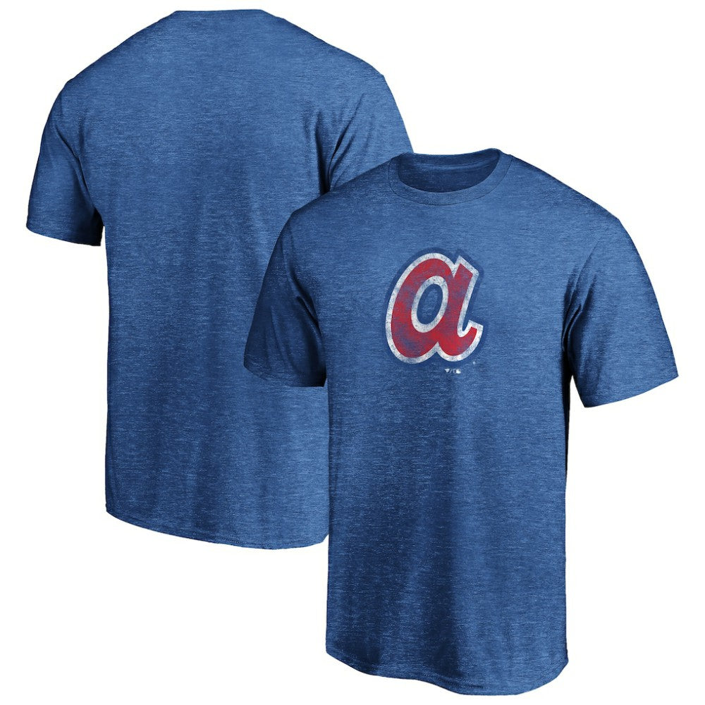 Atlanta Braves Cooperstown Collection Throwback Logo Tri-Blend T-Shirt - Heather Royal T-shirts