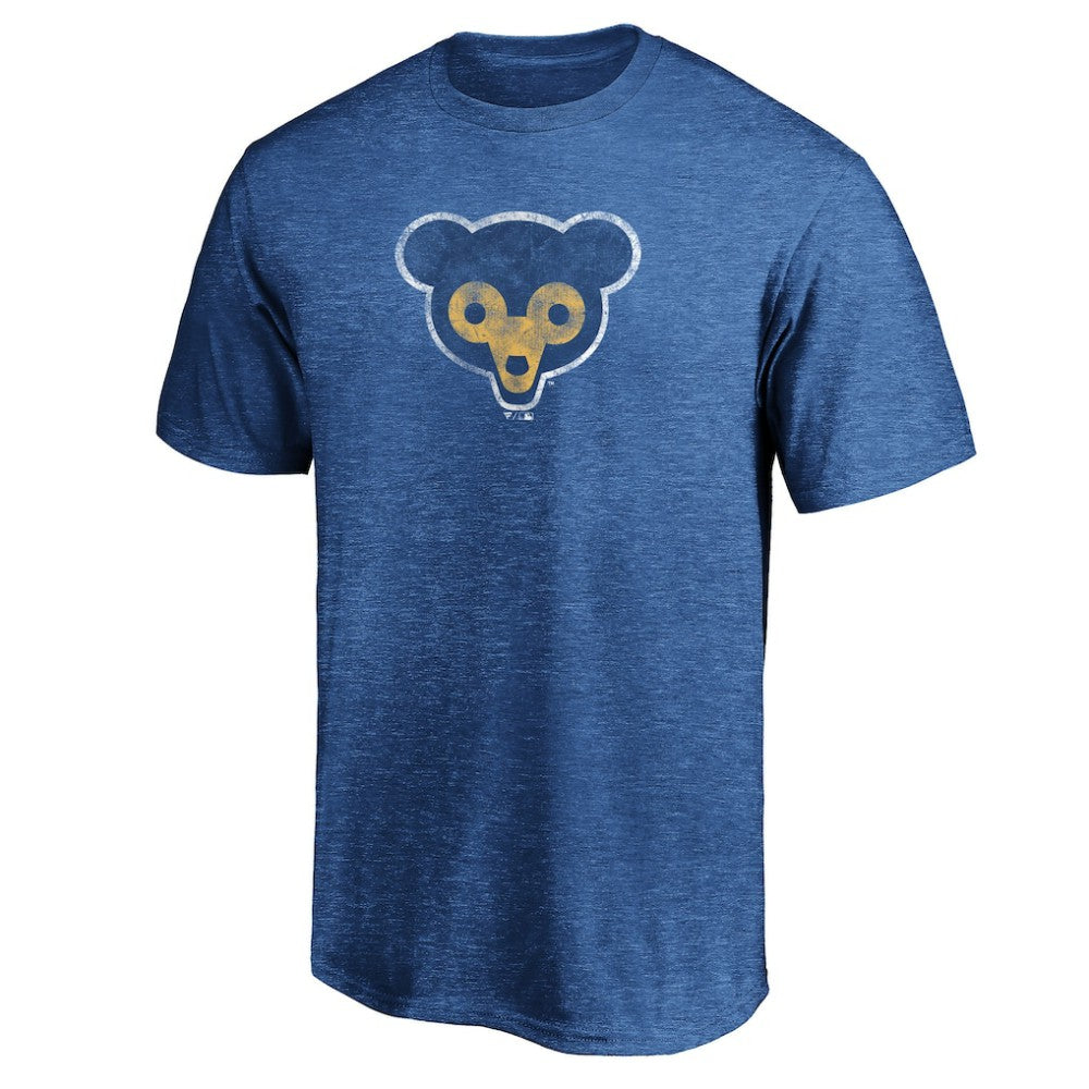 Chicago Cubs Cooperstown Collection Throwback Logo Tri-Blend T-Shirt - Heather Royal T-shirts