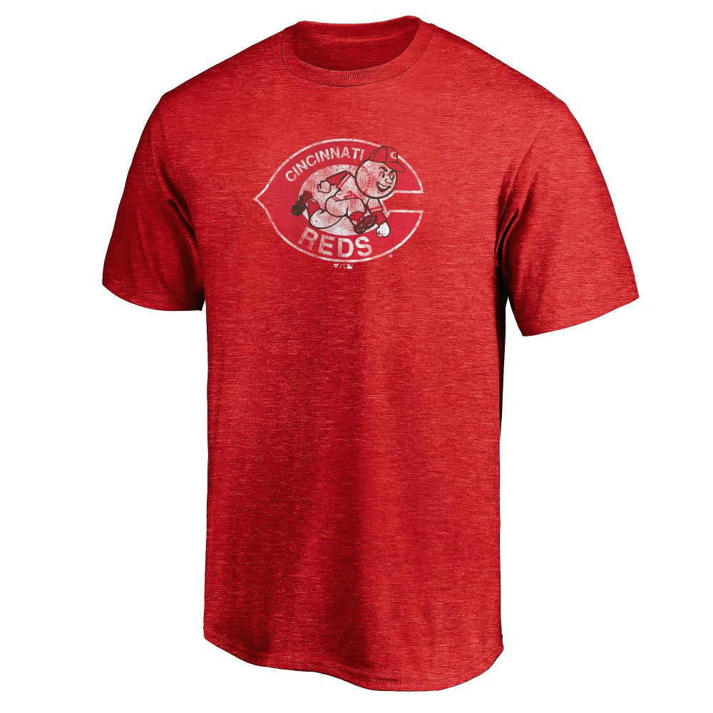 Cincinnati Reds Cooperstown Collection Throwback Logo Tri-Blend T-Shirt - Heather Red T-shirts