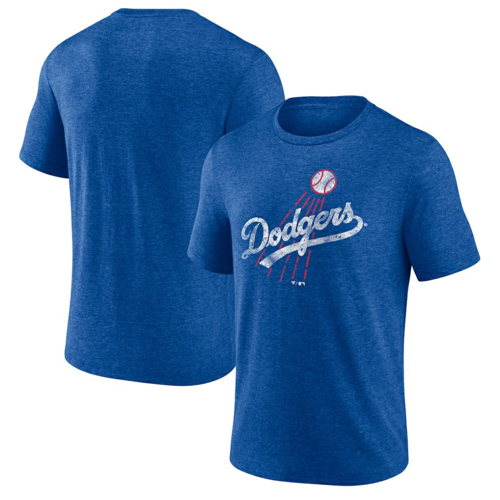 Los Angeles Dodgers Cooperstown Collection Throwback Logo Tri-Blend T-Shirt - Heather Royal T-shirts
