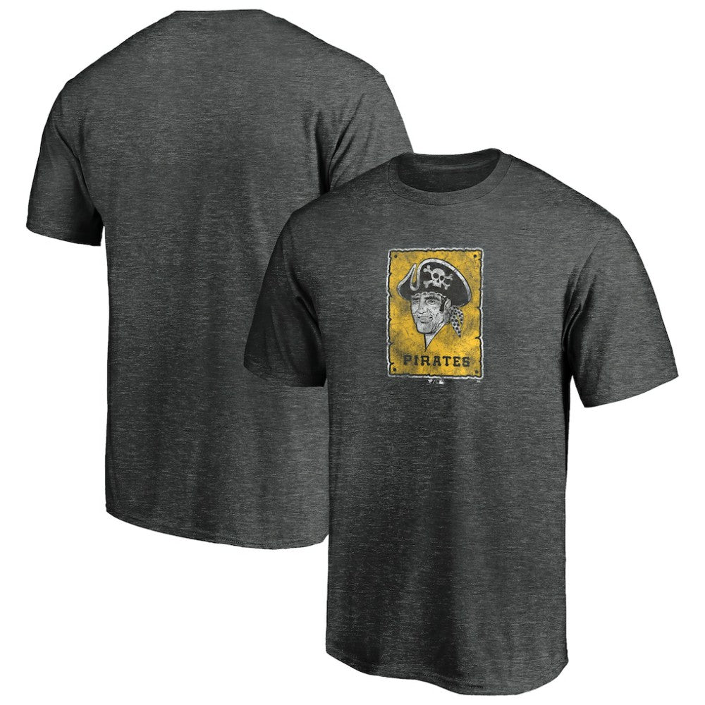 Pittsburgh Pirates Cooperstown Collection Throwback Logo Tri-Blend T-Shirt - Heather Charcoal T-shirts