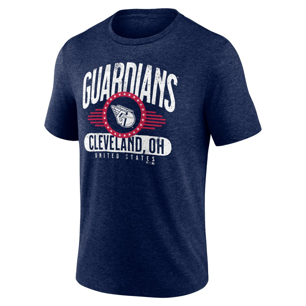 Cleveland Guardians Badge of Honor Tri-Blend T-Shirt - Heather Navy T-shirts