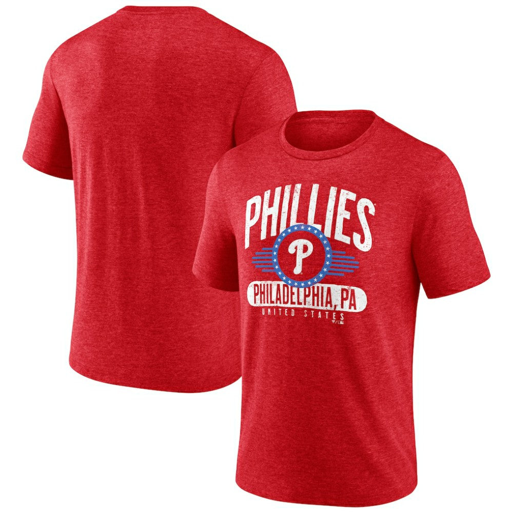 Philadelphia Phillies Badge of Honor Tri-Blend T-Shirt - Heather Red T-shirts