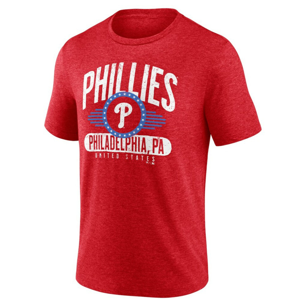 Philadelphia Phillies Badge of Honor Tri-Blend T-Shirt - Heather Red T-shirts